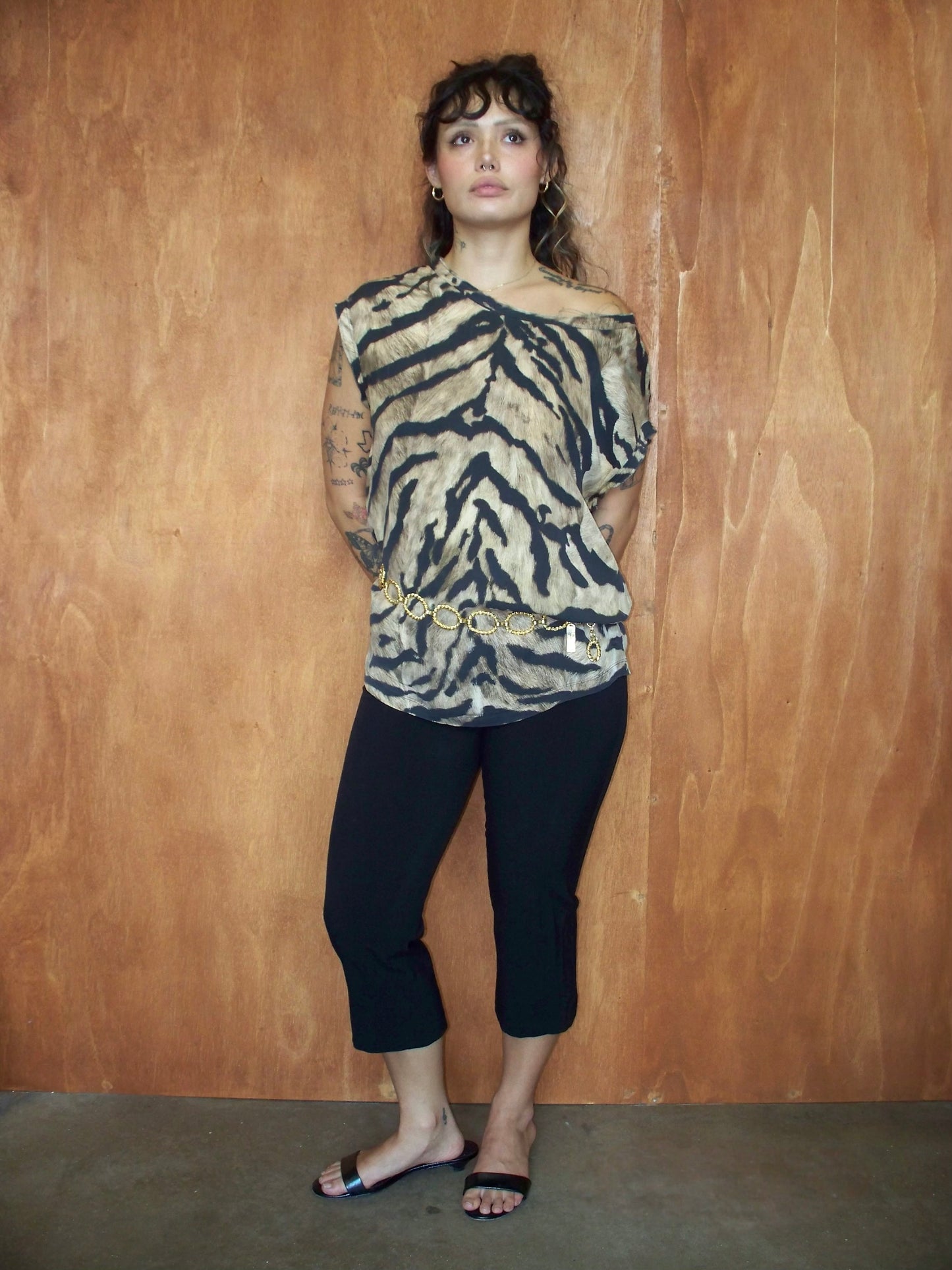 Silk Dolce & Gabbana Tiger Print Top (L)