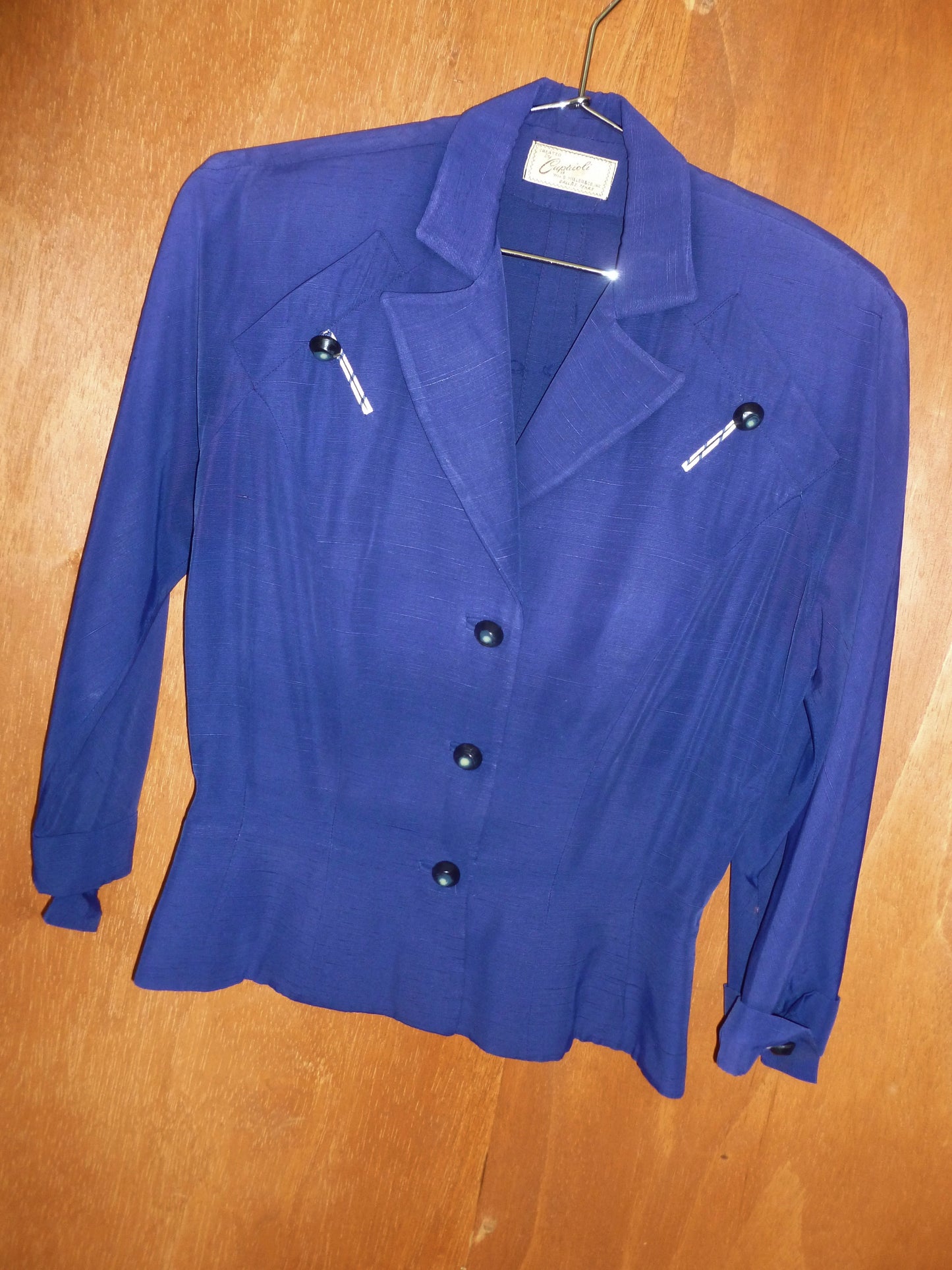 Indigo Tailored-Waist Blazer Blouse (XS)