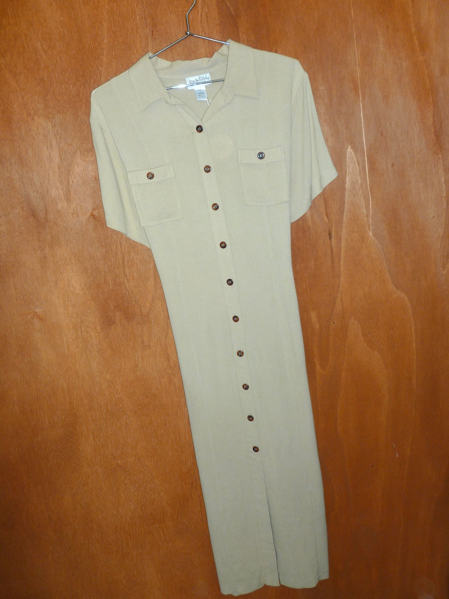 Khaki DVF Button-Front Dress (L)