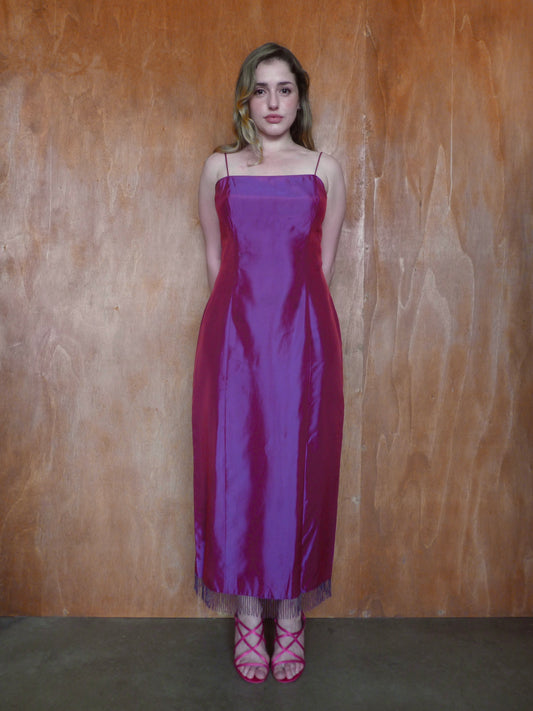 Iridescent Orchid Beaded Trim Evening Gown (8)