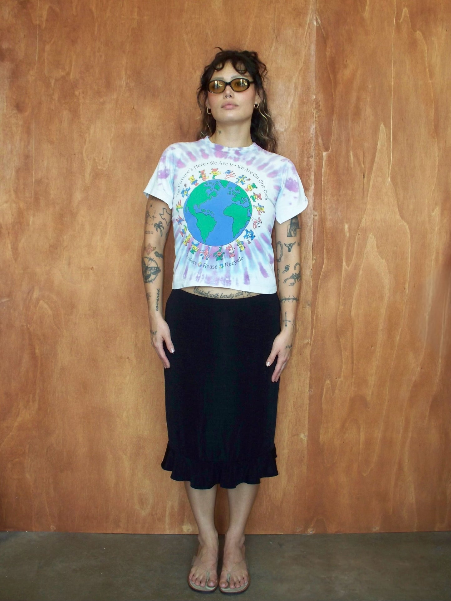 Black Stretch Flutter Skirt (M)