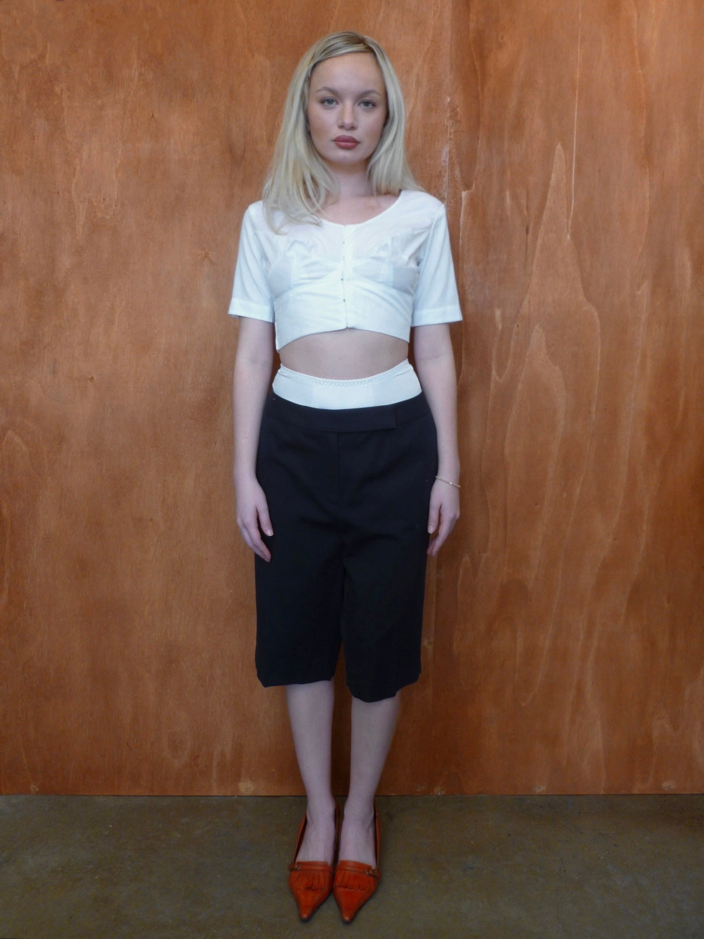 Saks Navy Cotton-Blend Trouser Shorts (34")