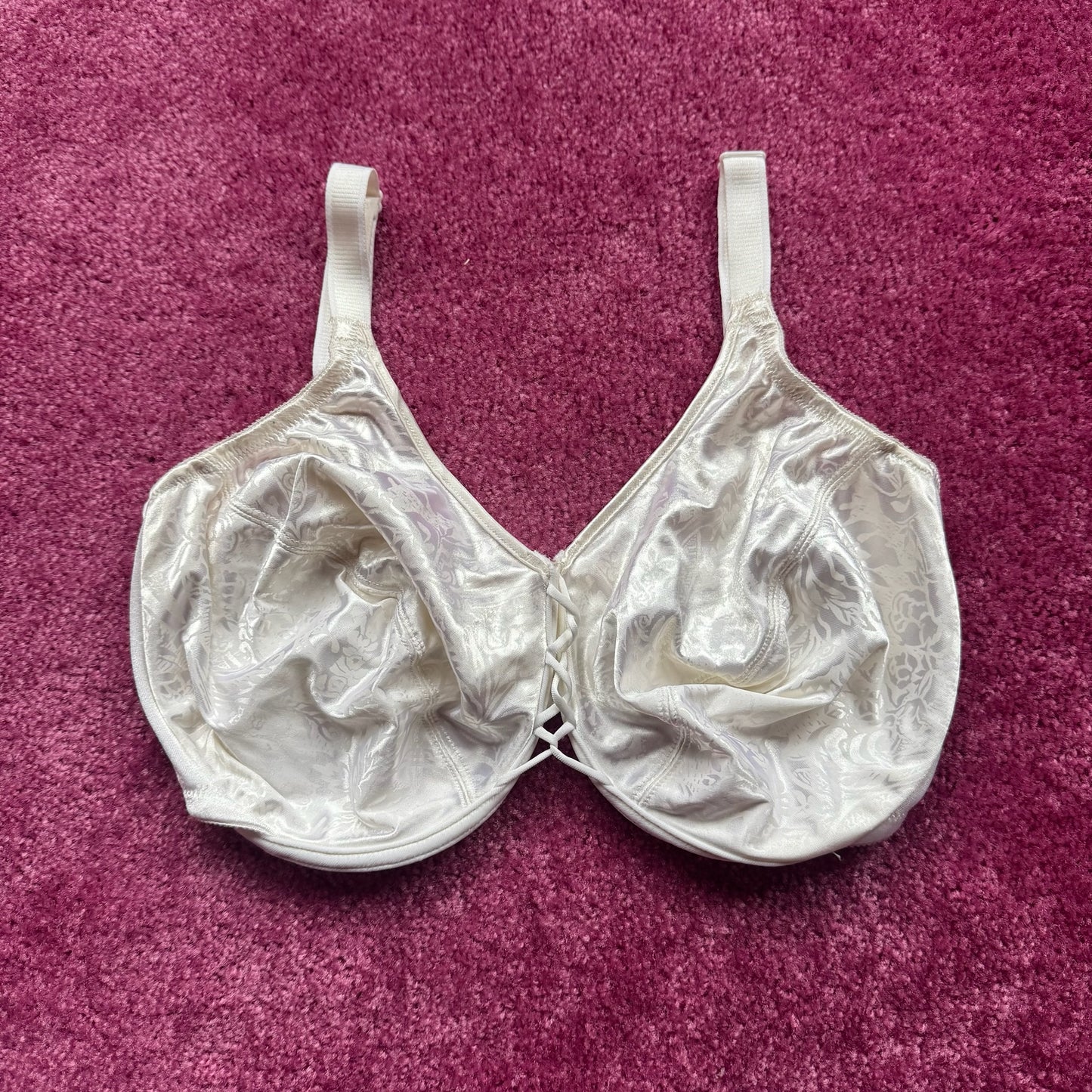 Ivory Brocade Lace-Up Bra (38DDD)