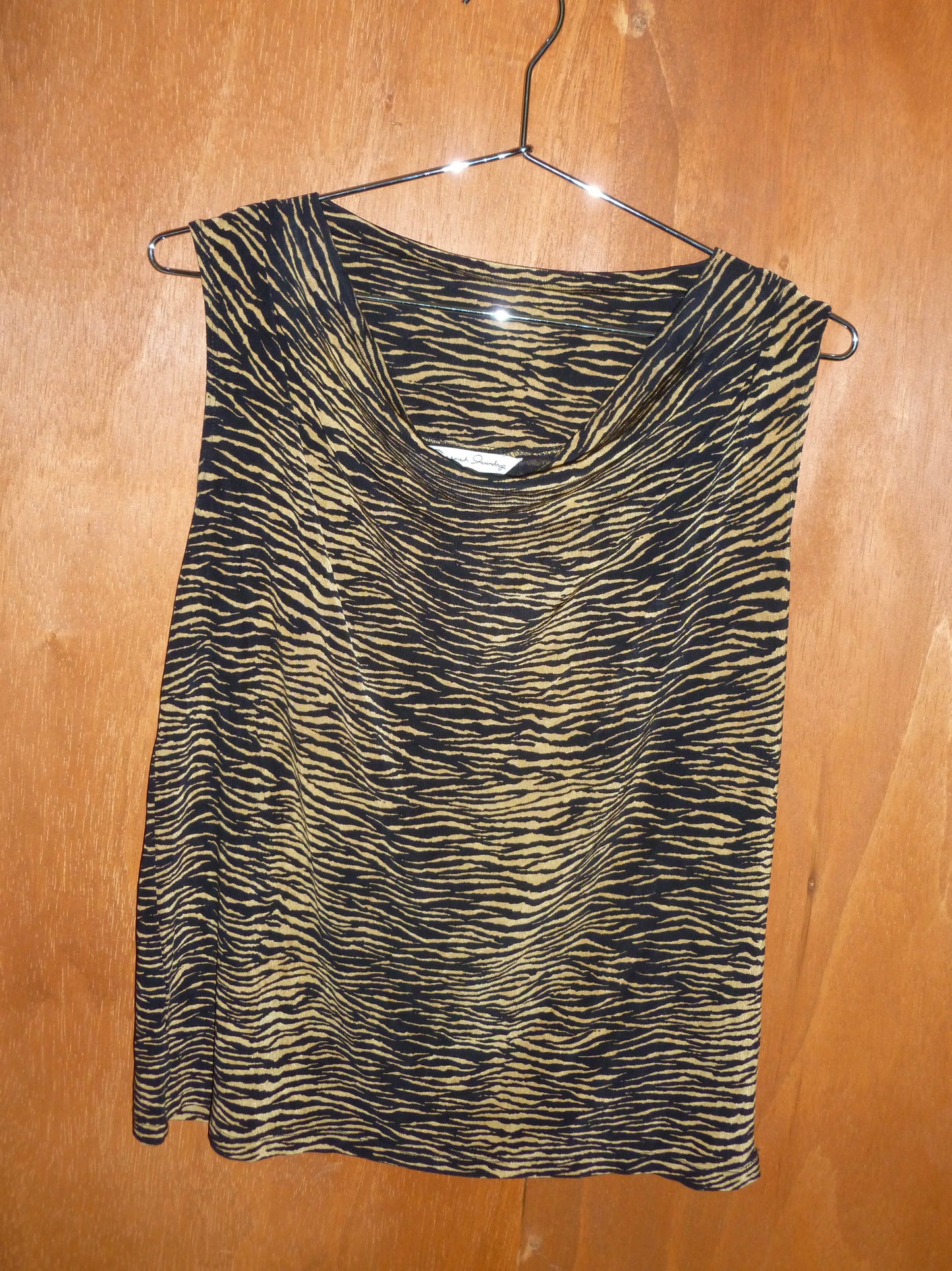 Tiger Print Cowl Neck Blouse (L)