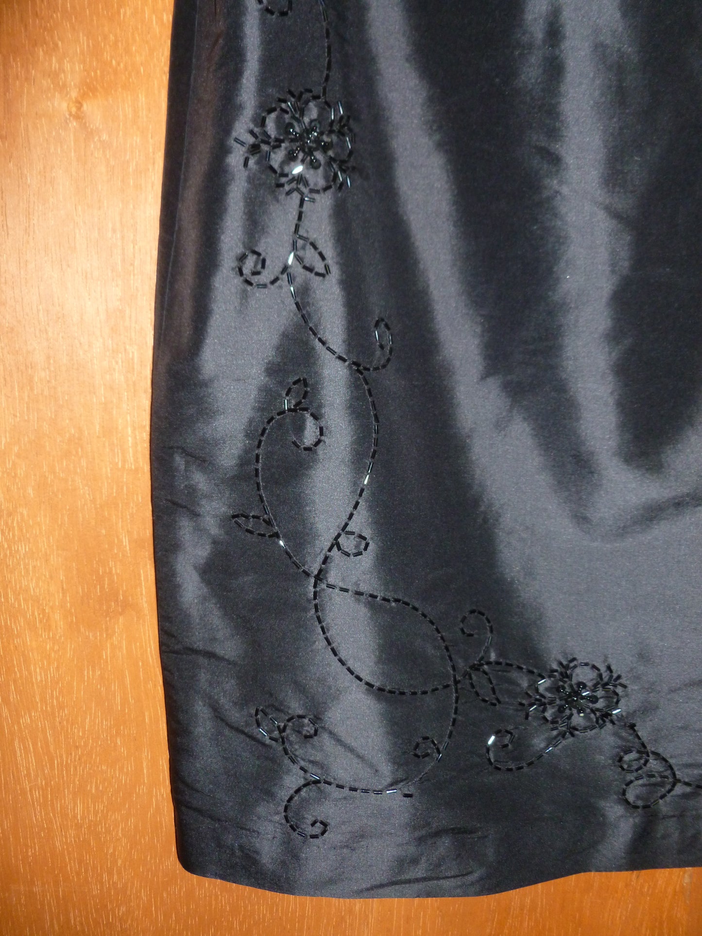 Black Silk Beaded Pencil Skirt (10)