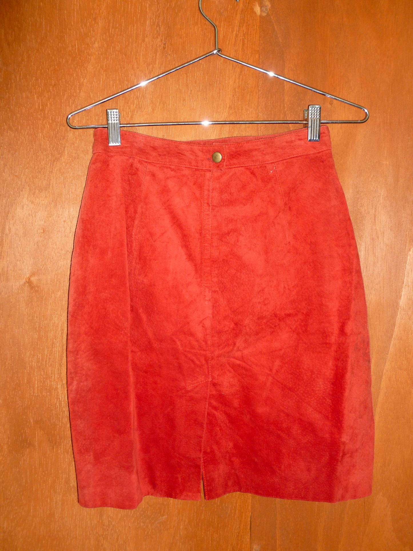 Red Suede Pencil Skirt (26")