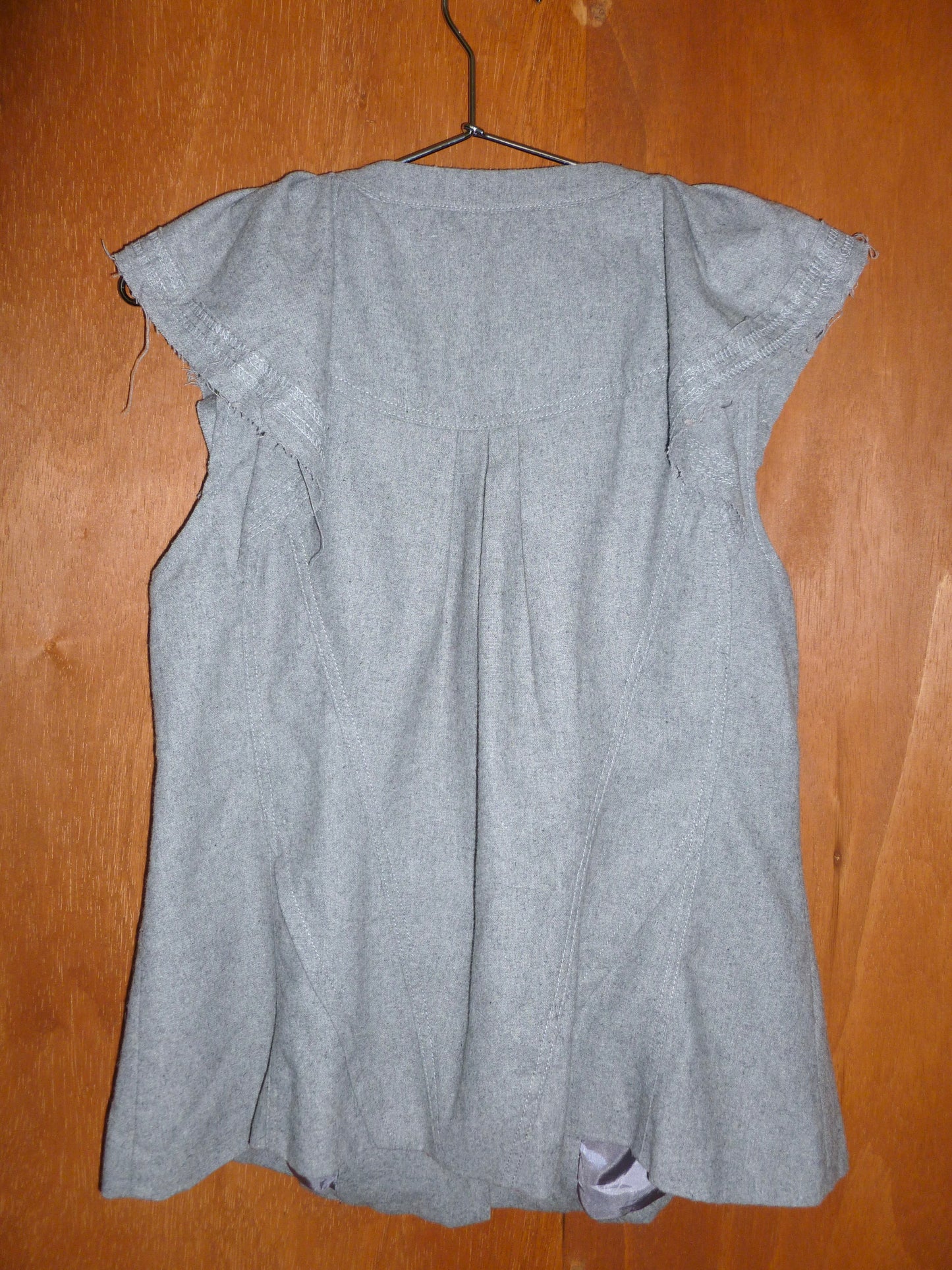 Grey Wool-Blend Babydoll Blouse (L)