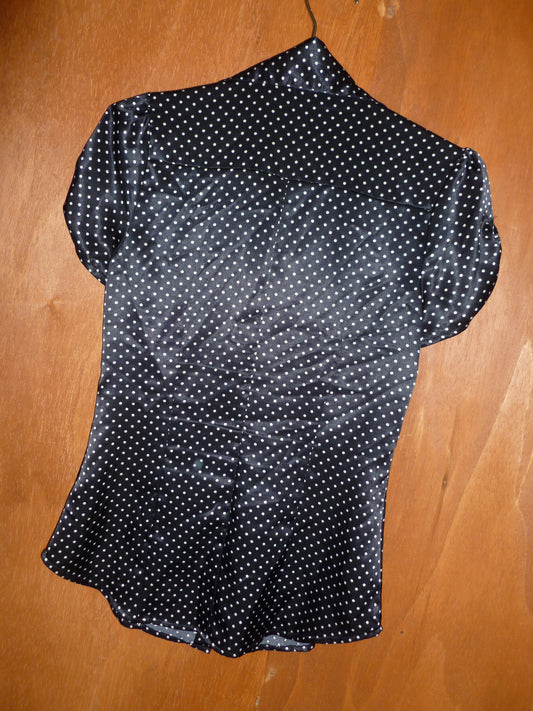 Polka Dot Short Sleeve Button-Up (S)