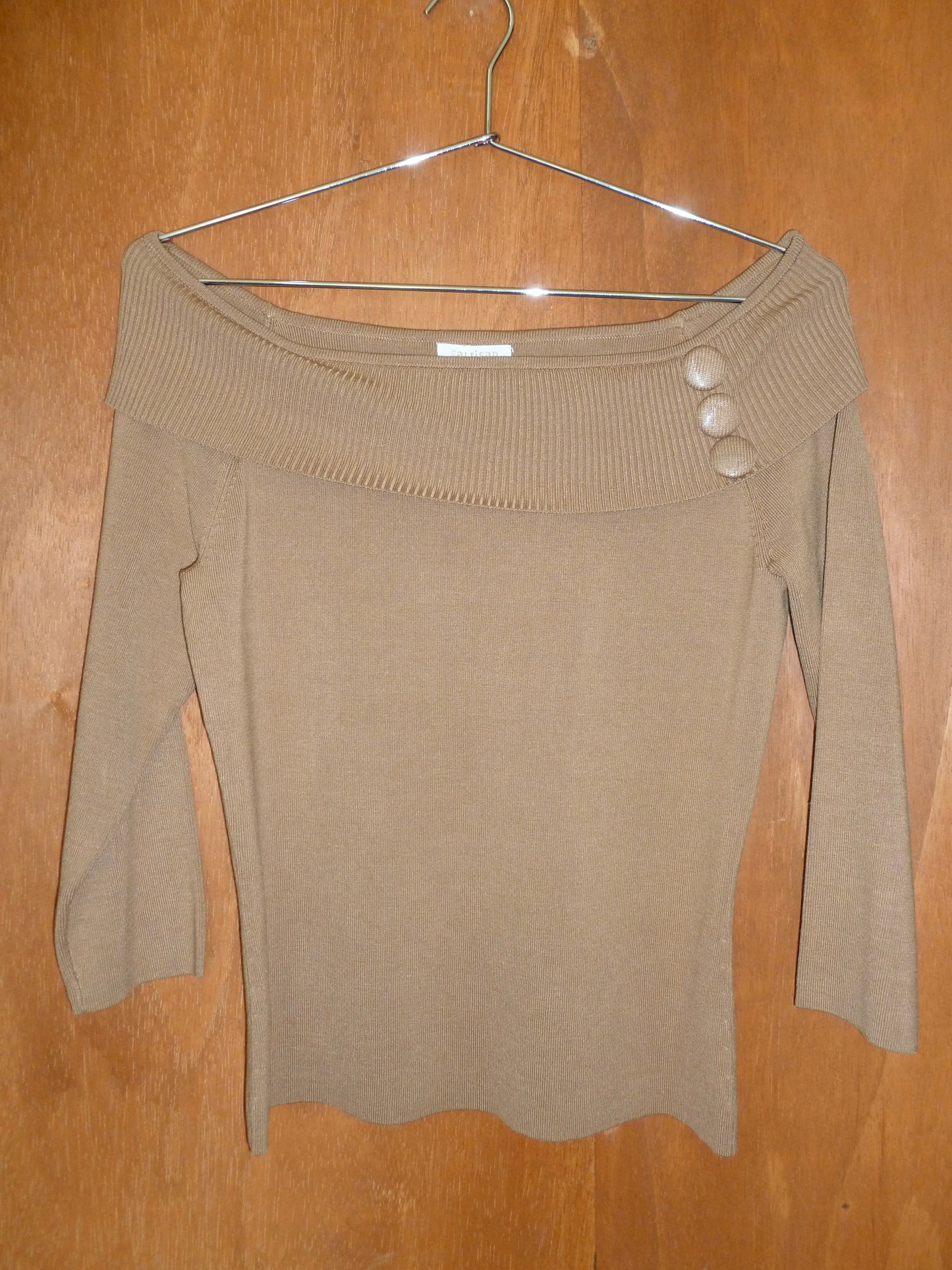 Silk Off-the-Shoulder Button Detail Blouse (M)