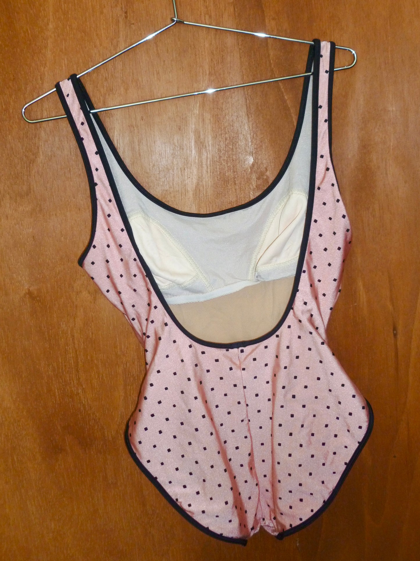 Pink & Black Dotted One Piece Swimsuit (L)