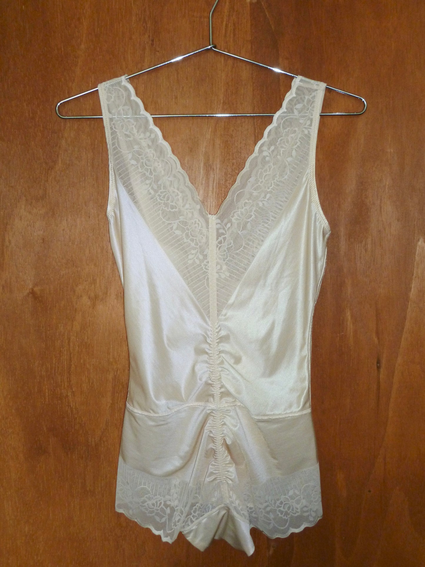 Nude Lace Clasp-Front Onesie