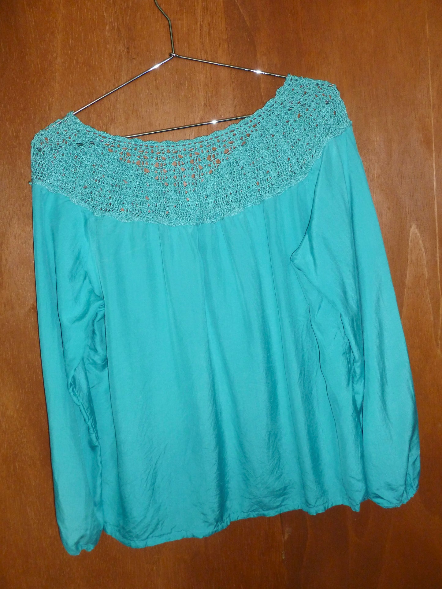 Pool Blue Knit-Detail Blouse (M)
