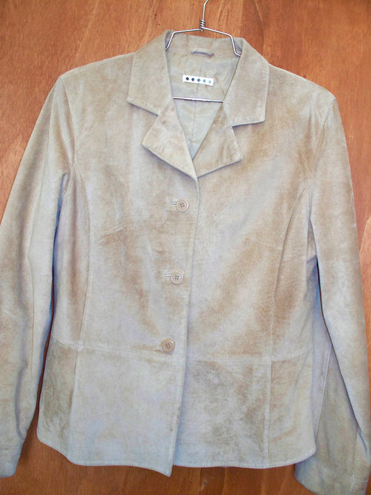 Tan Suede Button-Front Jacket (L)