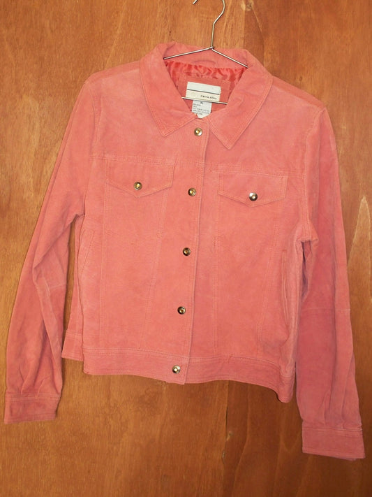 Salmon Suede Button-Front Jacket (XL)