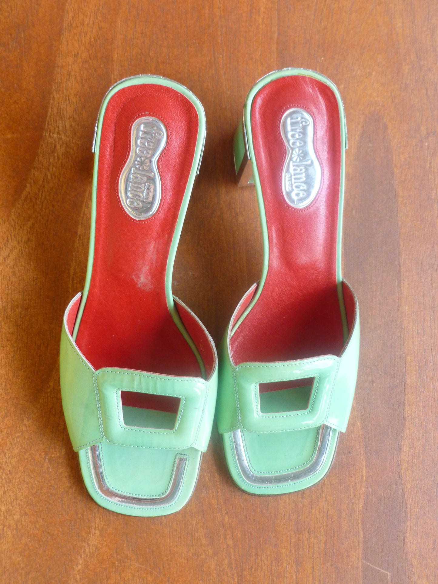 Patent Menthe Square Detail Block Heel (39)