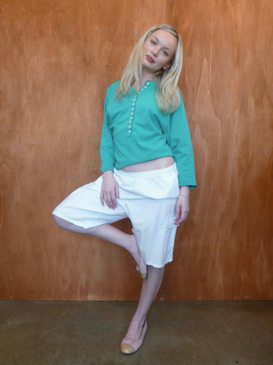 Teal Cotton Raglan Henley (M)