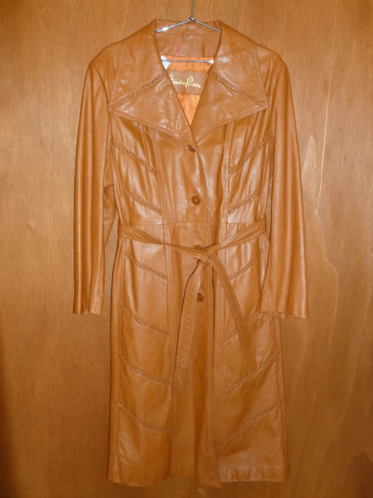 Ginger Braid-Detail Leather Trench