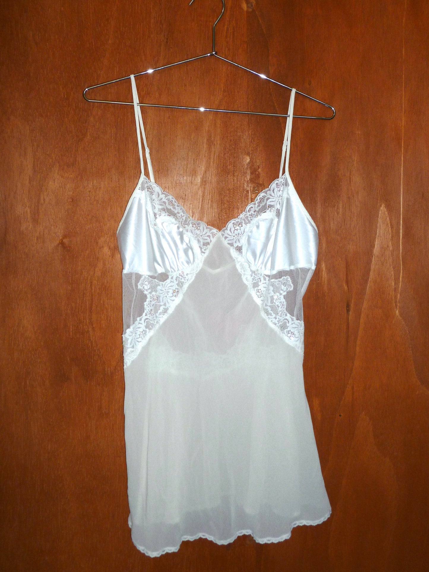 Ivory Sheer Lace Detail Slip Cami (L)