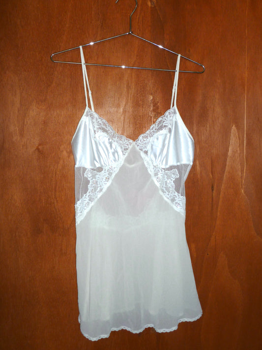 Ivory Sheer Lace Detail Slip Cami (L)