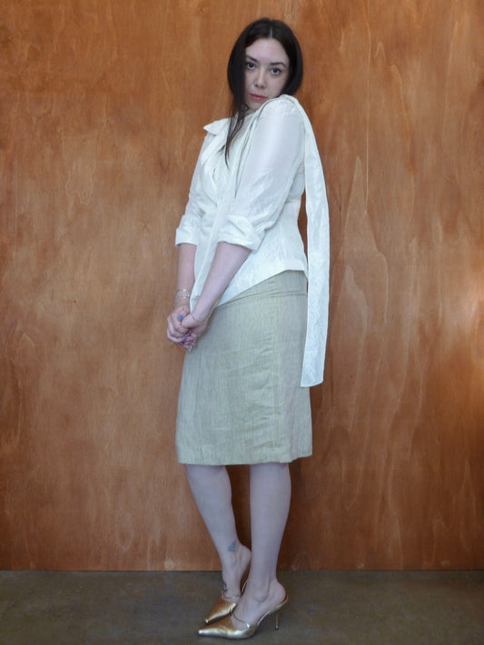 HV BRIDAL 90s Textured Blazer with Neck Scarf (XL)