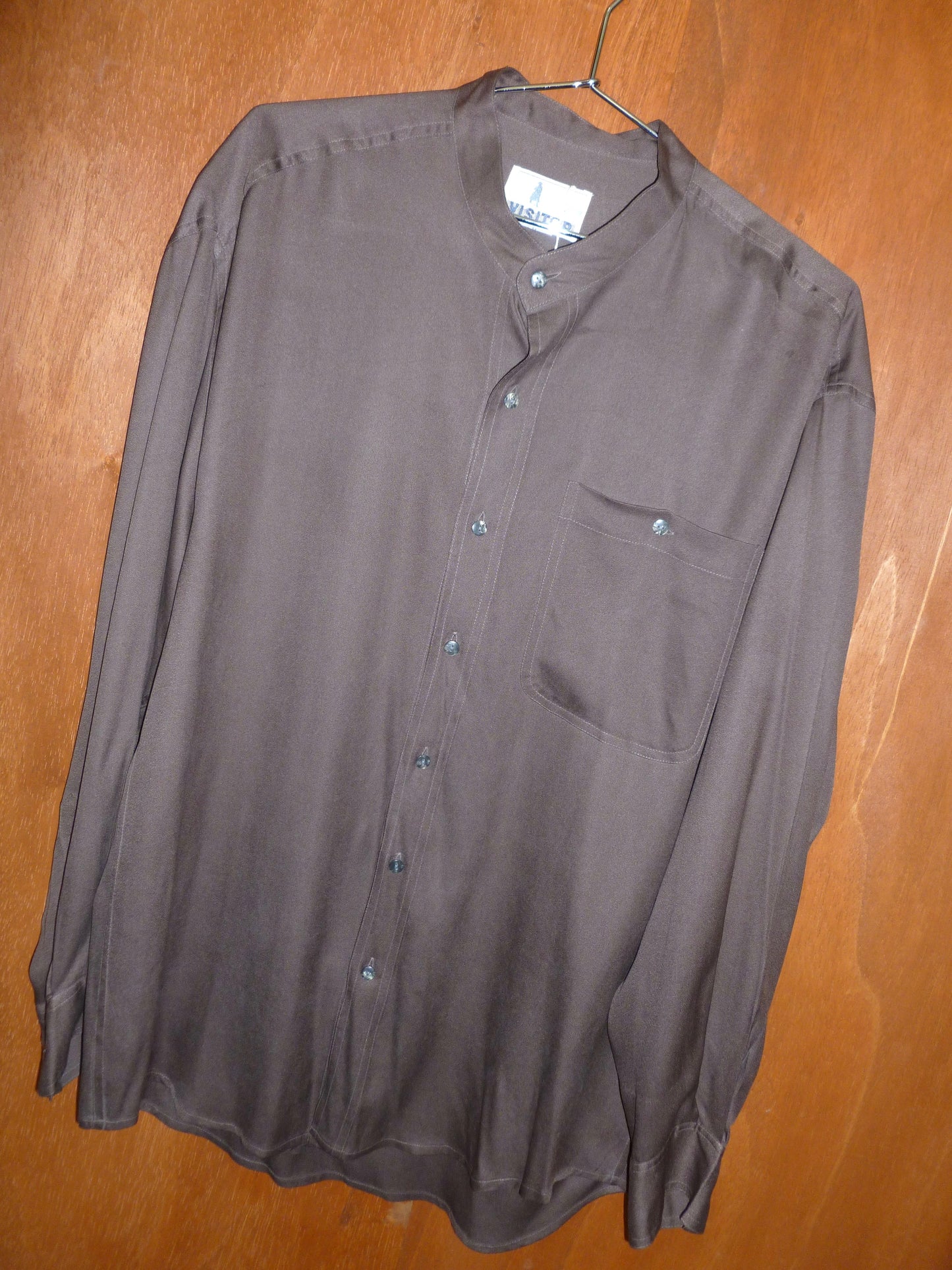 Earthy Mandarin Collar Button-Up (XL)