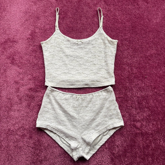 White Lace Tank & Shortie Set (M)