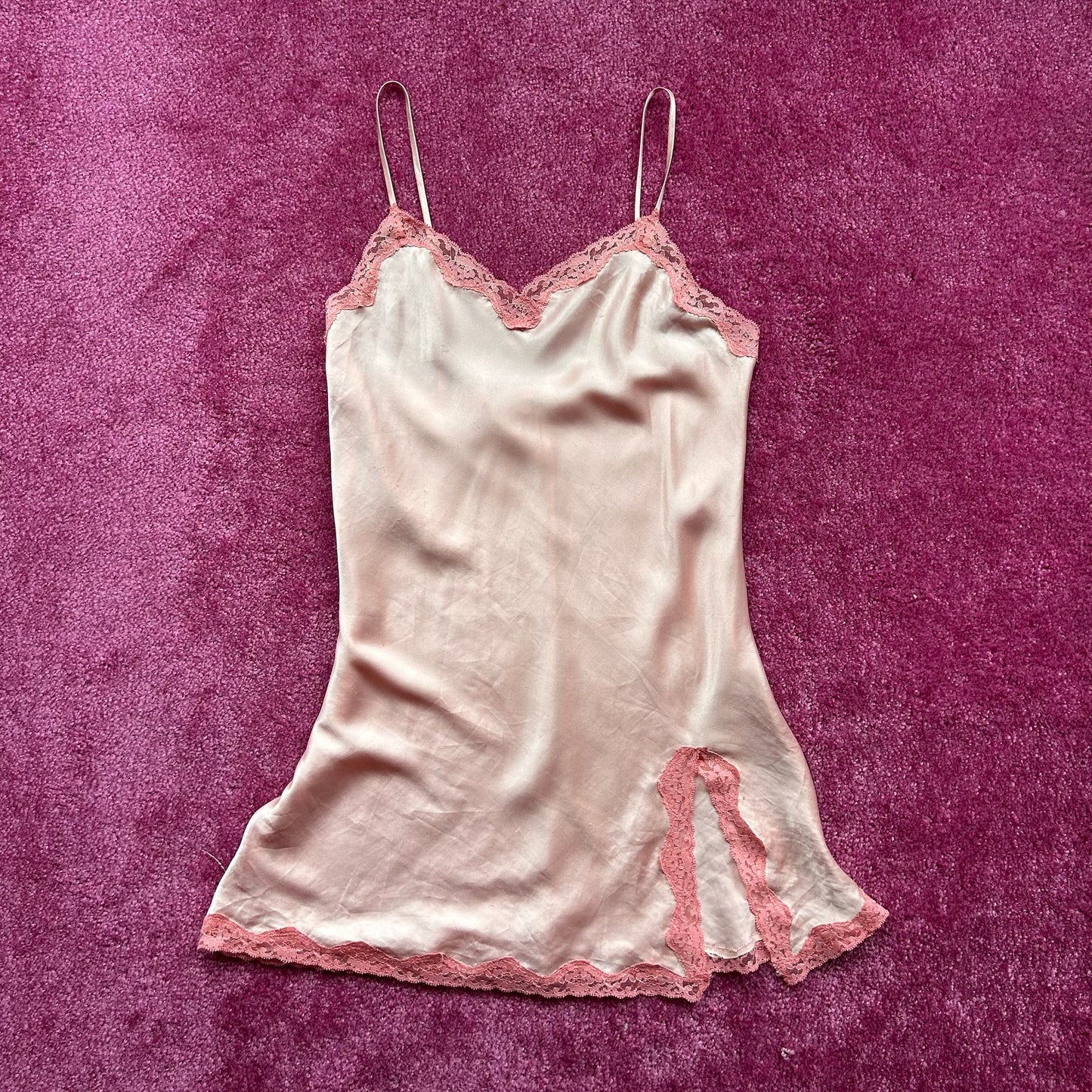 Ballet Pink Lace-Trim Slip Dress (M)