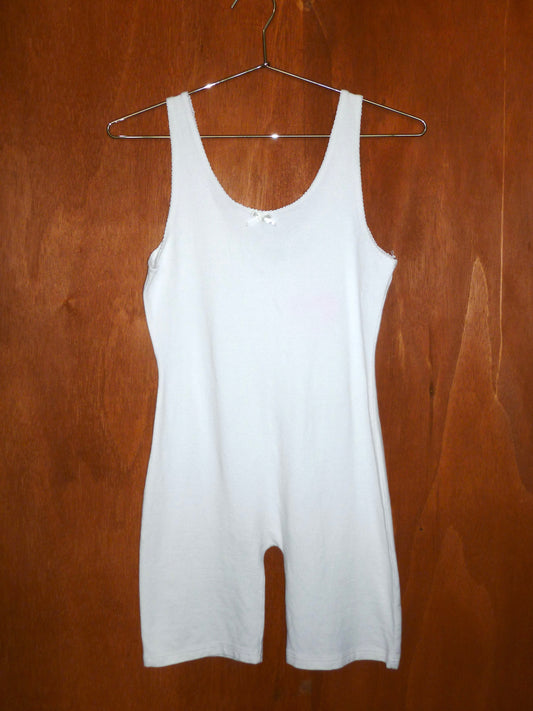 White Cotton-Blend Biker Onesie (M)