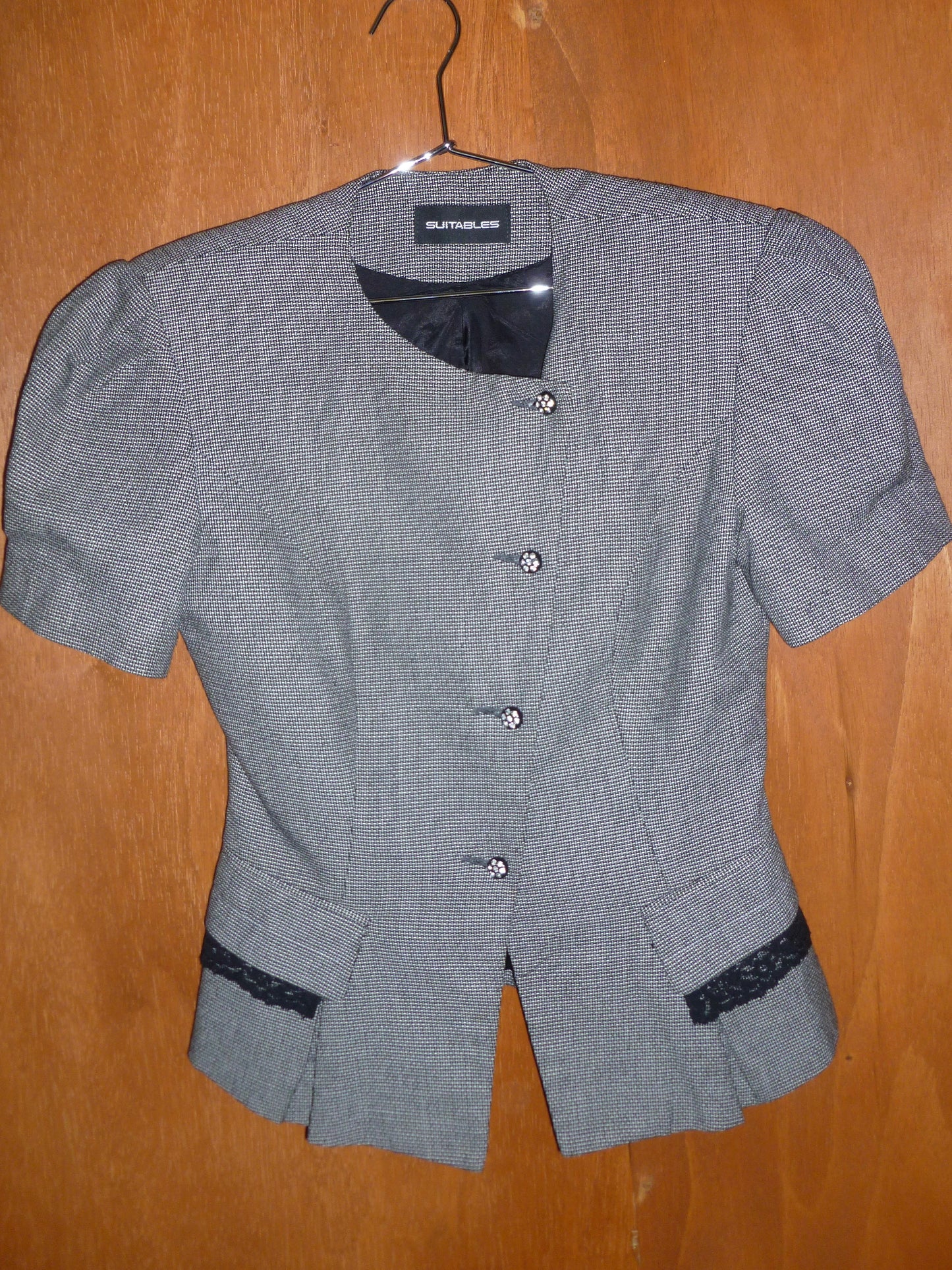 Asymmetrical Puff Sleeve Suit Jacket (M)