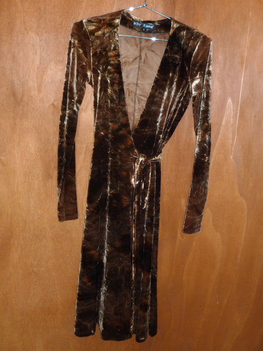 Betsey Johnson Crushed Velvet Wrap Dress (S)