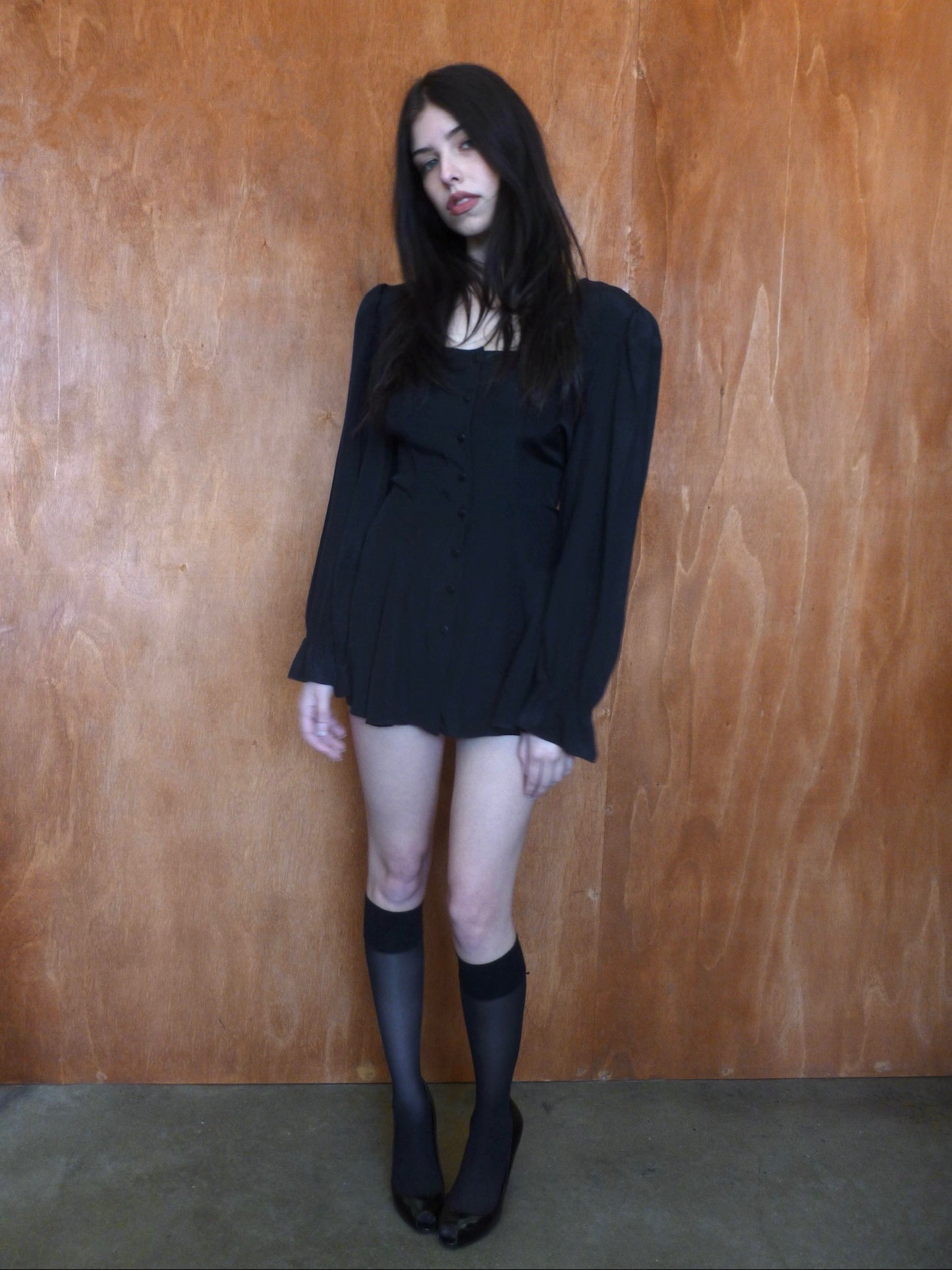 Black Babydoll Corset Mini Dress (S)