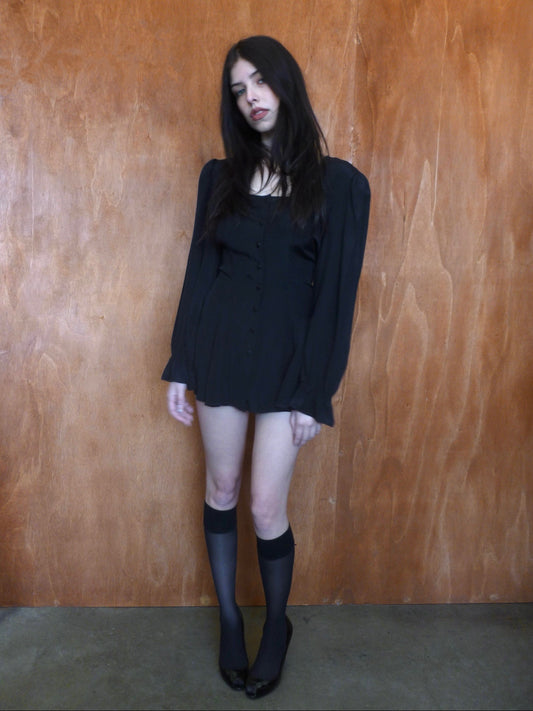 Black Babydoll Corset Mini Dress (S)