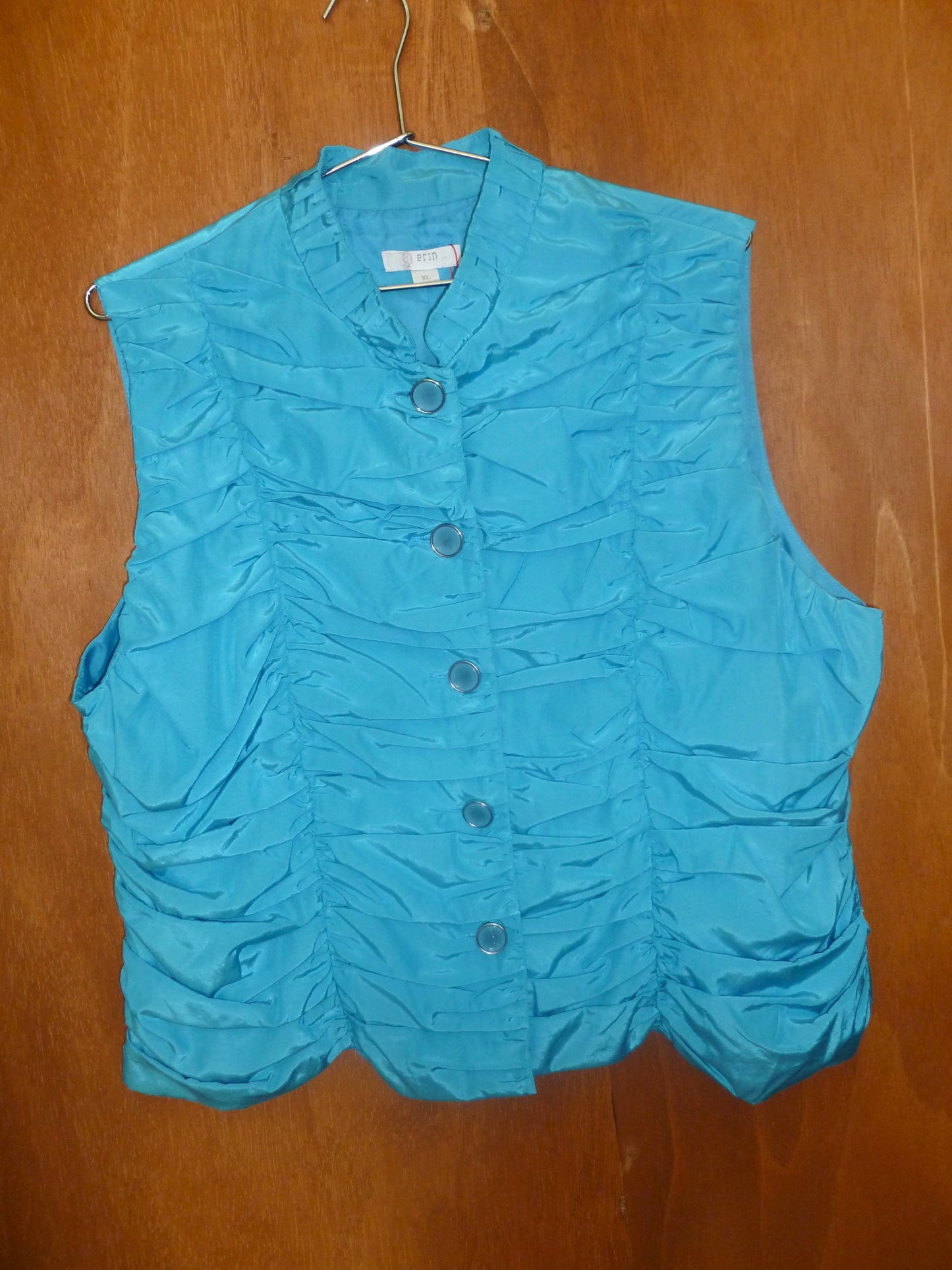 Pool Blue Ruched Button Vest (XL)