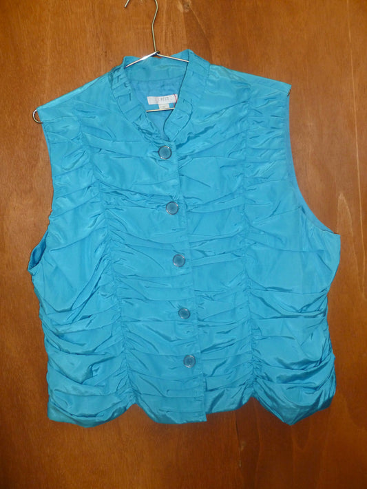 Pool Blue Ruched Button Vest (XL)