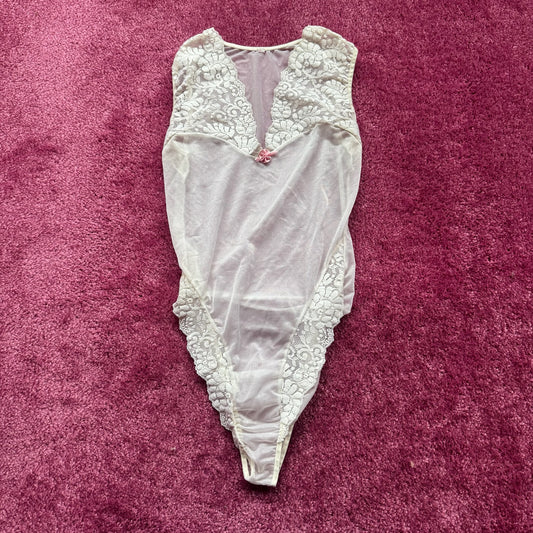 White Sheer Lace Bodysuit (XS)