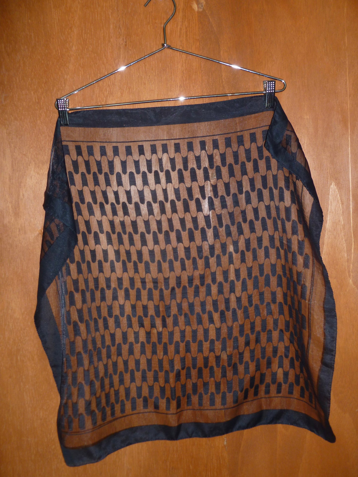 Black Wave Print Sheer Scarf