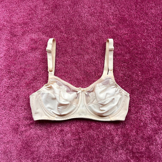 Embroidered Mesh-Detail Bra (34C)