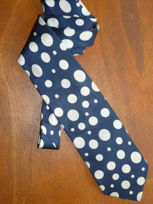 Navy & Cream Silk Polka-Dot Tie