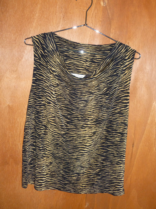 Tiger Print Cowl Neck Blouse (L)