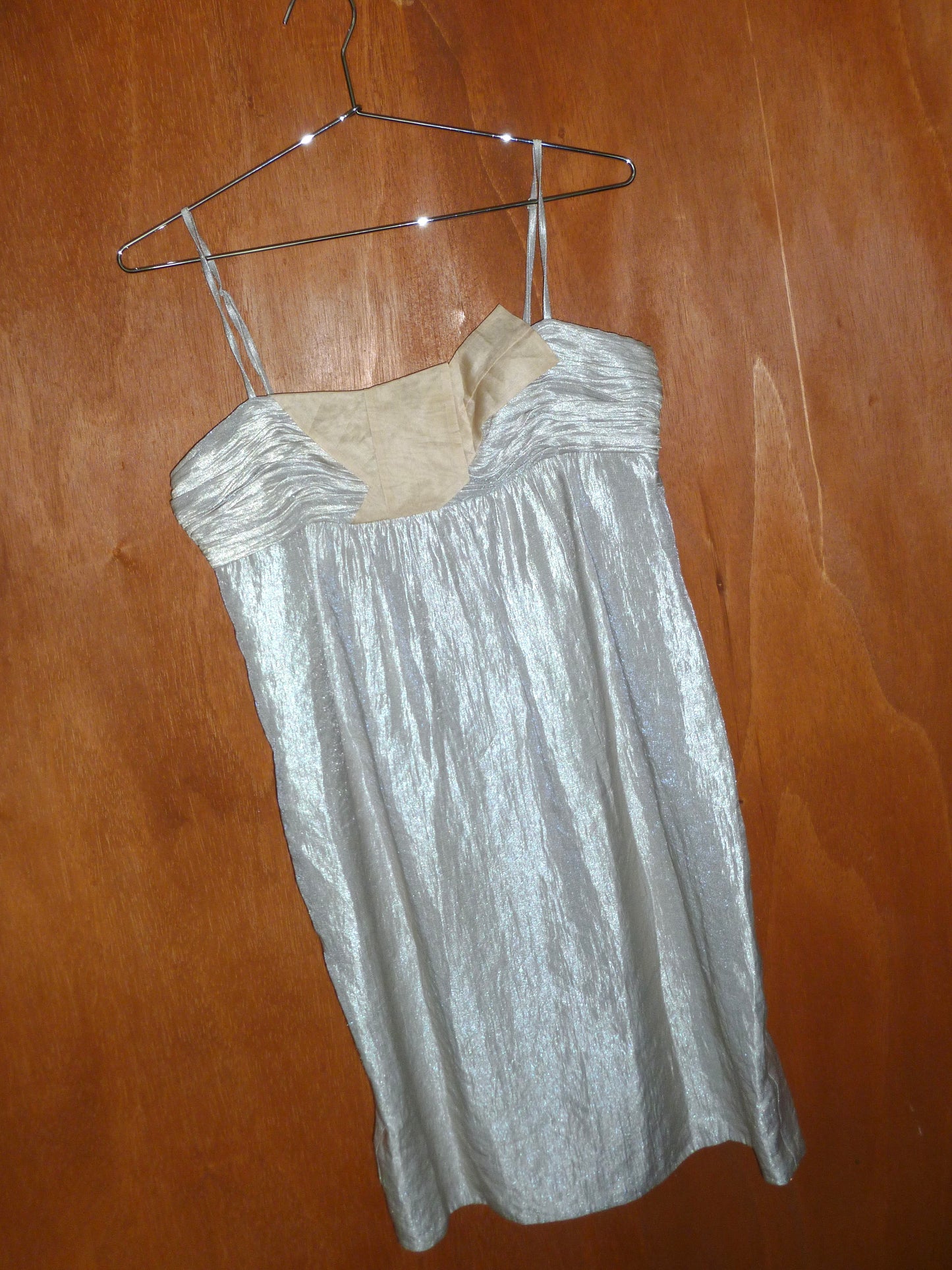 Metallic Silk Ruched Mini Dress (M)