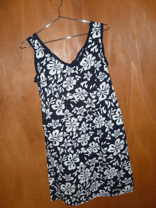 Black & White Cotton Hawaiian Dress (L)