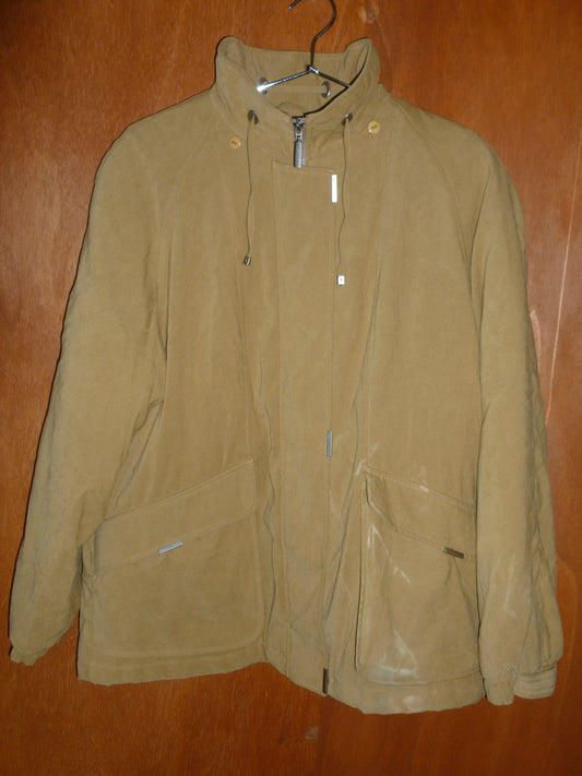 Camel Funnel Neck Zip-Up Jacket (L)