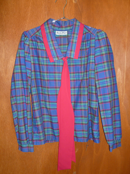 Hot Pink Tie Neck Button-Up (M)
