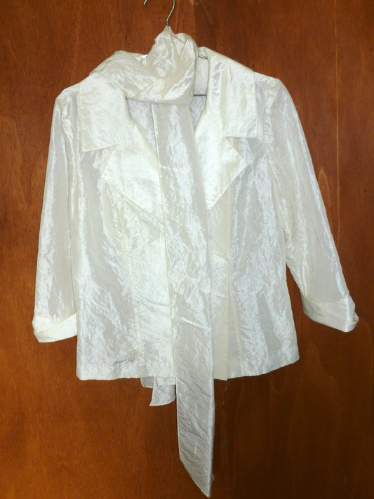 HV BRIDAL 90s Textured Blazer with Neck Scarf (XL)