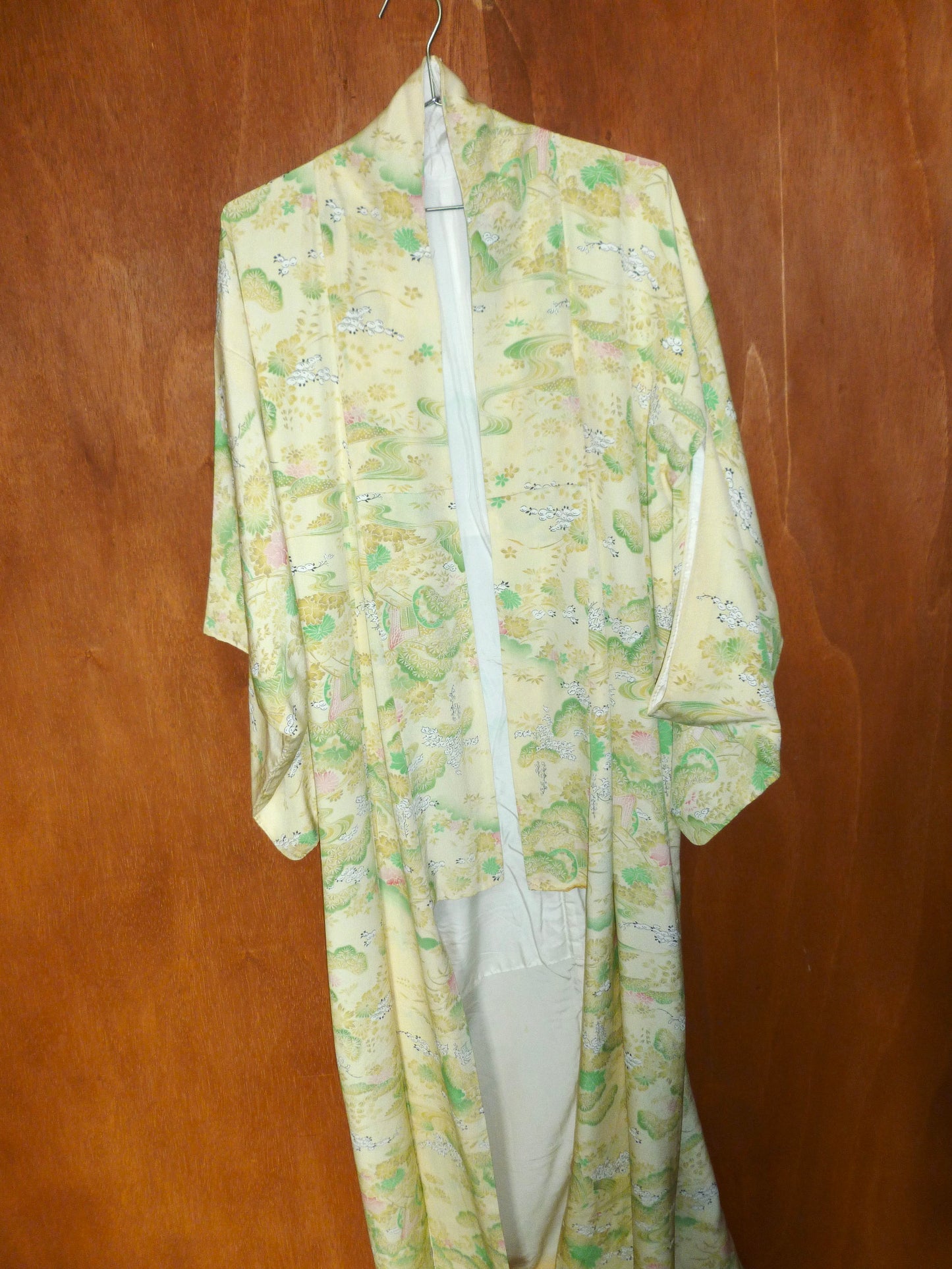 Jade Green Patterned Floor-Length Kimono