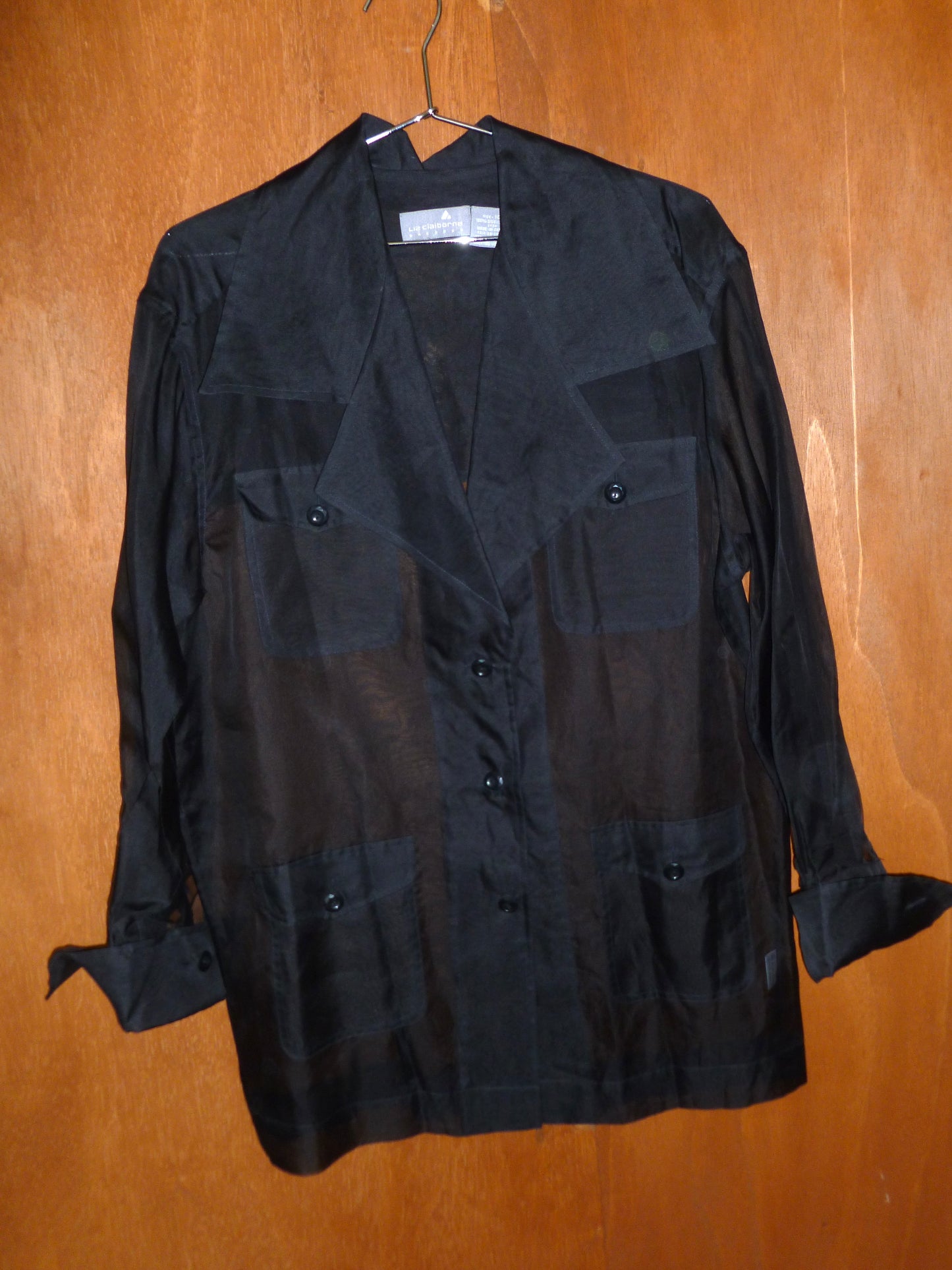Black Silk Sheer Cargo Jacket (10)