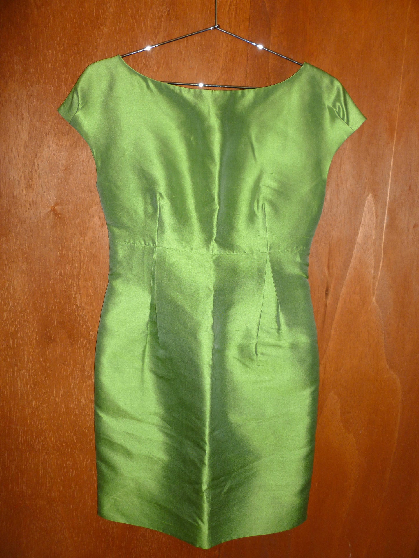 Avocado Taffeta Boatneck Dress