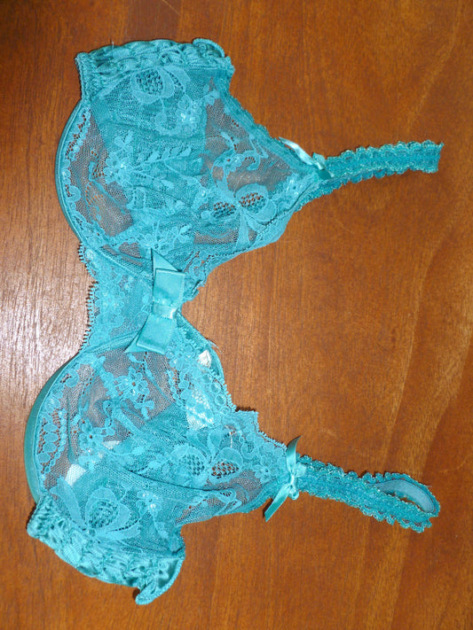 90s VS Pool Blue Lace Bra (32B)