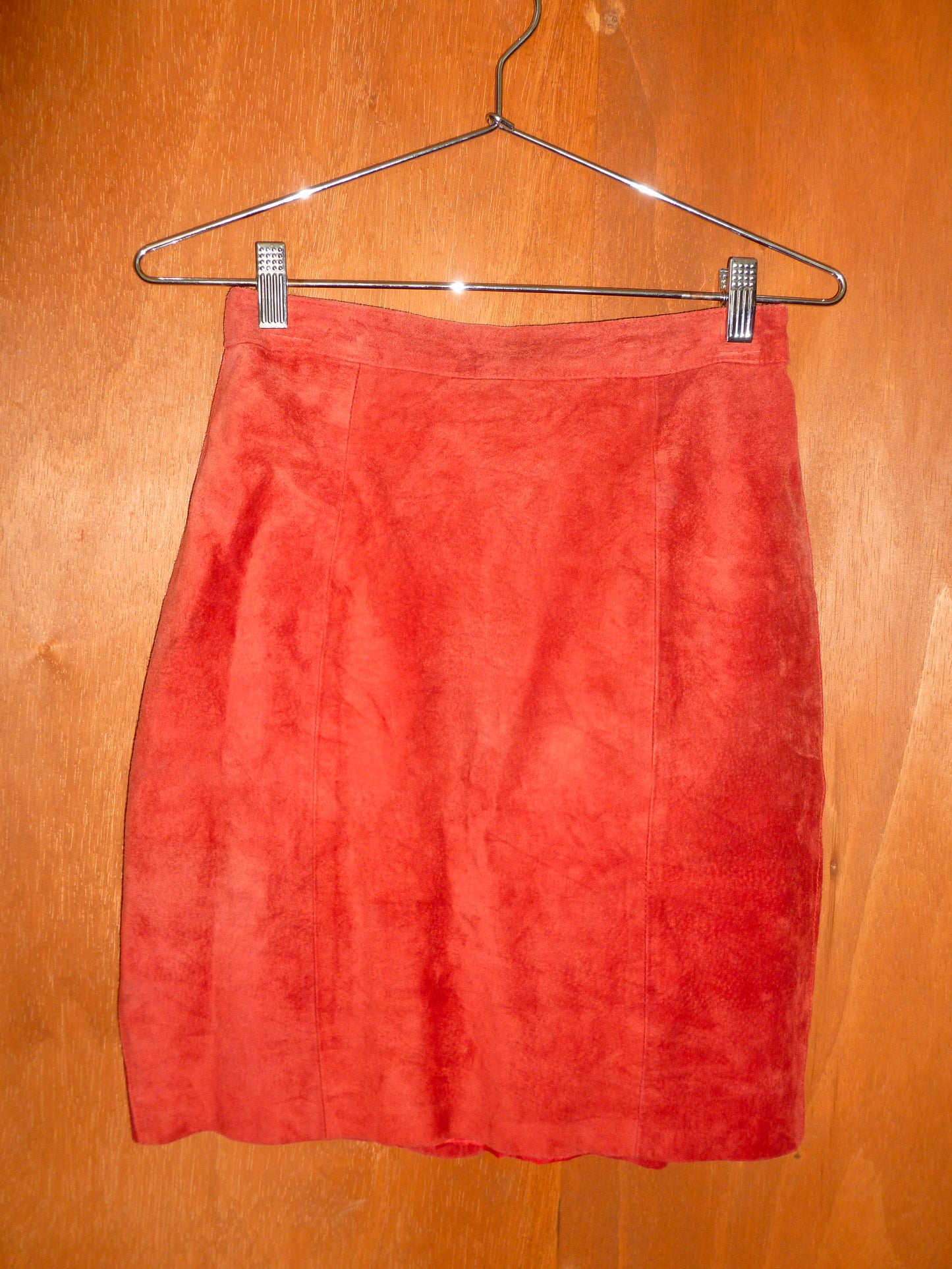Red Suede Pencil Skirt (26")