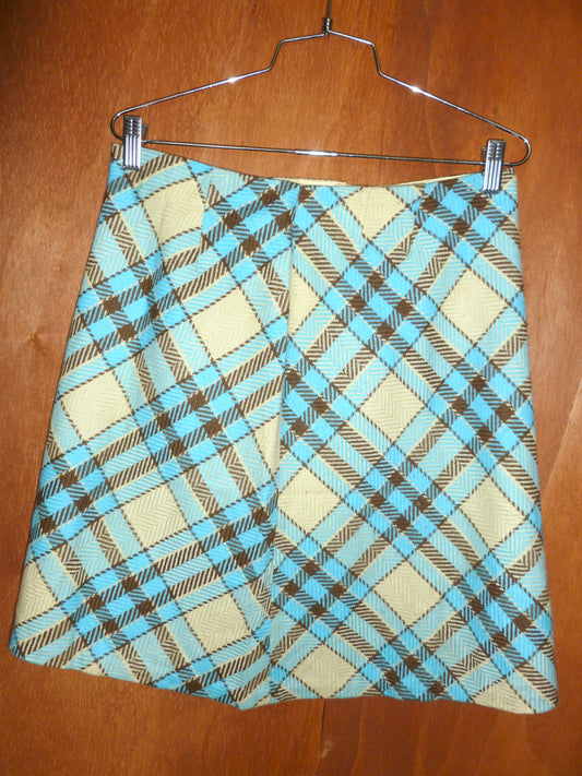 Butter, Blue & Brown Plaid Skirt (31")